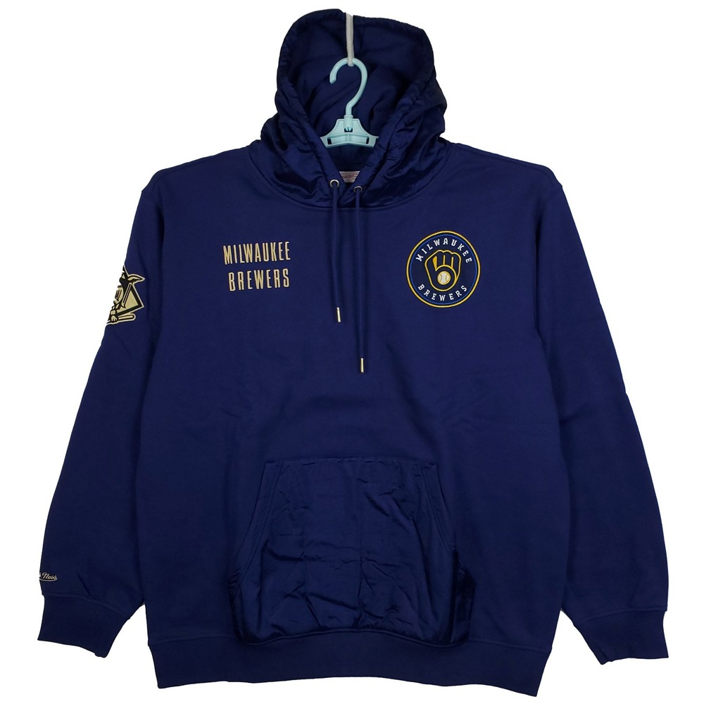 Milwaukee Brewers Mitchell & Ness MLB 2XL XXL Hoodie OG 2.0‎ Art Navy NWT